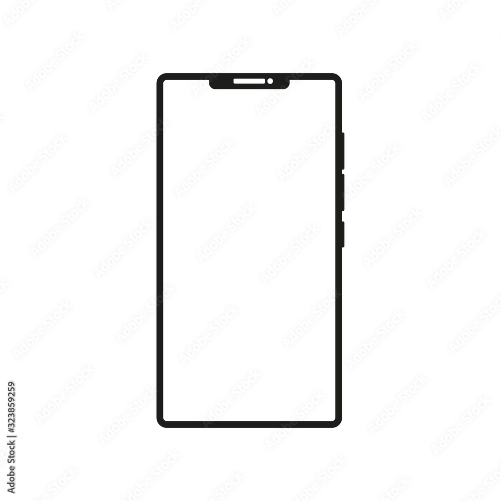 Smartphone icon mockup with blank white screen. Realistic vector trendy frameless smart phone, cellphone isolated. Smartphone icon mockup with blank white screen. Realistic vector trendy frameless smart phone, cellphone isolated.
