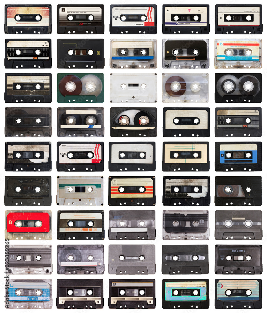 Fototapeta premium collection of retro audio tapes (B-side)