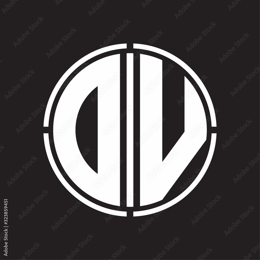 DV Logo initial with circle line cut design template DV Logo initial with circle line cut design template