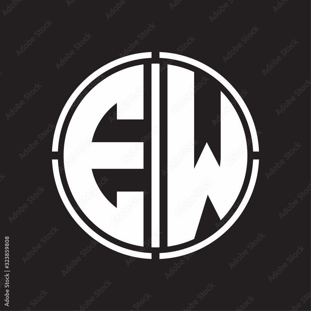 EW Logo initial with circle line cut design template EW Logo initial with circle line cut design template