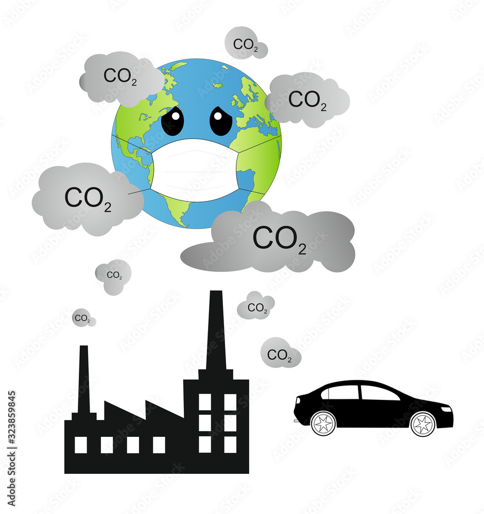 Large Amounts Of Carbon Dioxide Greenhouse Gases Destroys Our Planet Stock Vector Adobe Stock
