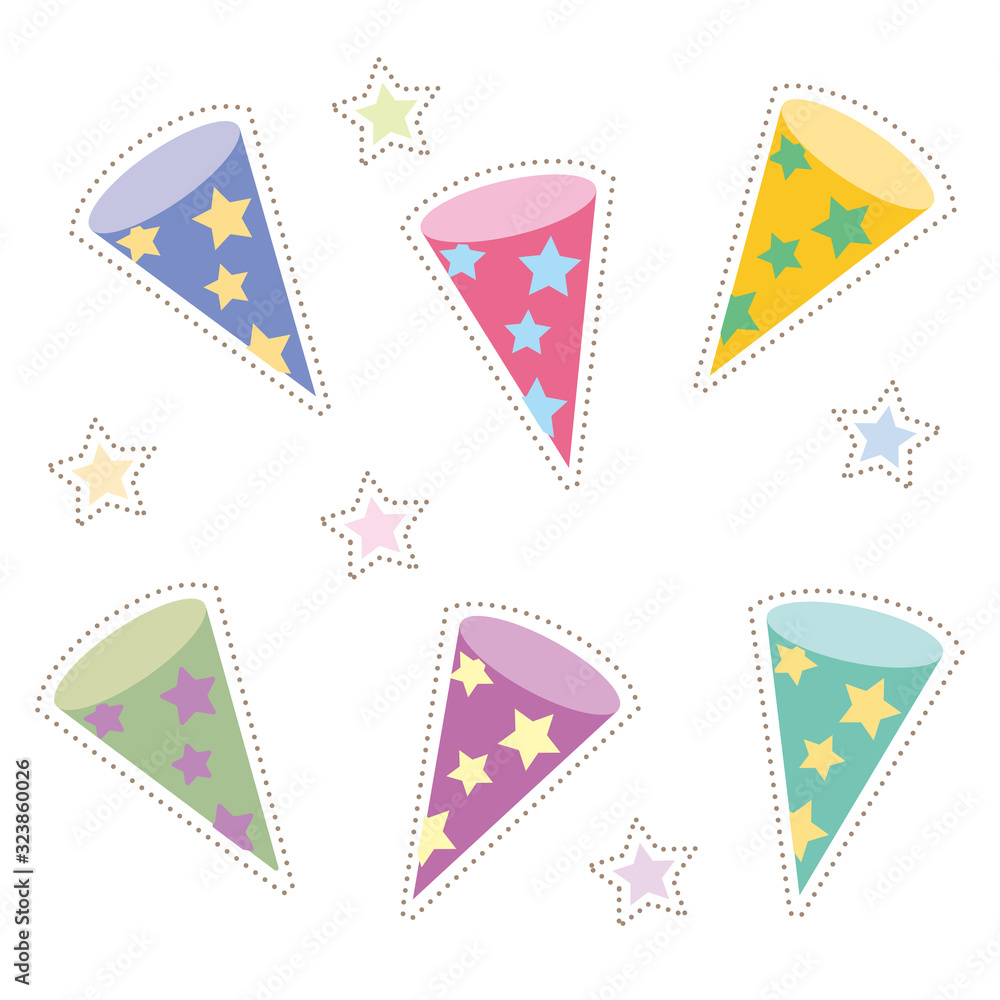 パーティークラッカーいろいろ 点線輪郭 Stock Vector Adobe Stock