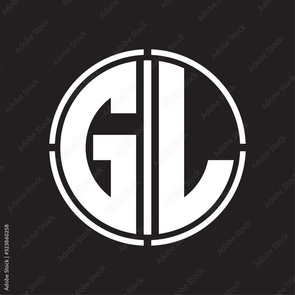 GL Logo initial with circle line cut design template GL Logo initial with circle line cut design template