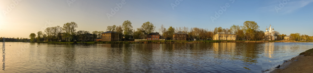 Vologda. Beautiful spring day on the river Bank. Panorama. Church Of The Meeting Of The Lord. 18th century.