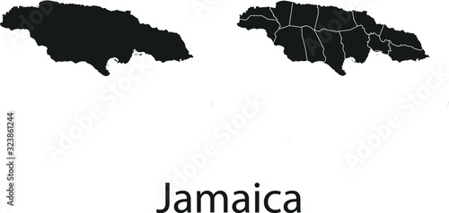 Jamaica vector maps with administrative regions, municipalities, departments, borders