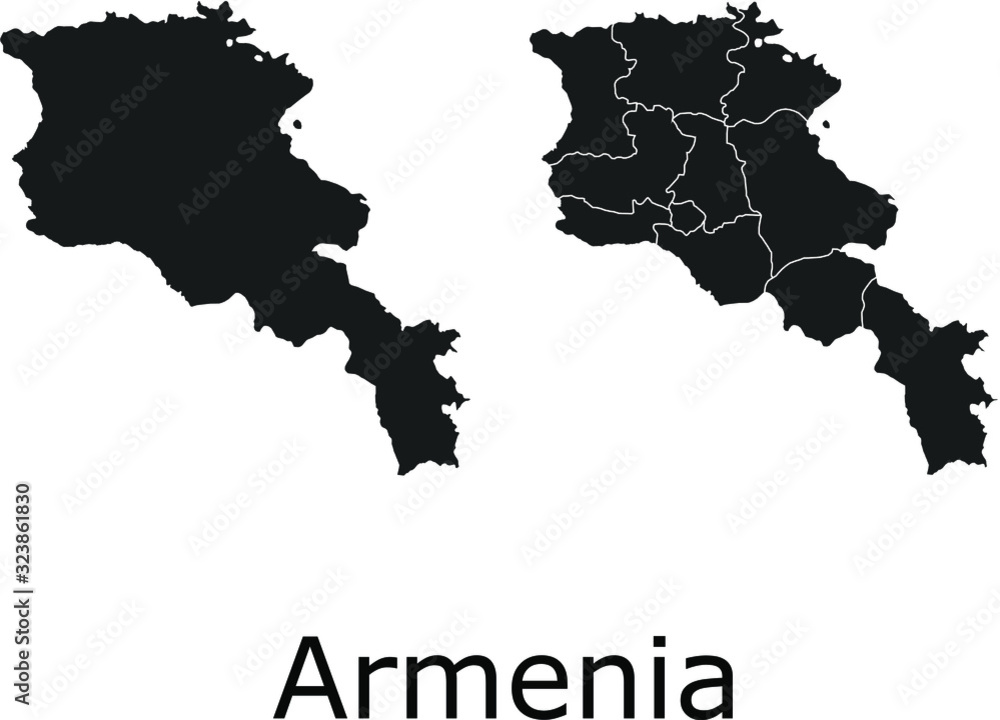 Obraz premium Armenia vector maps with administrative regions, municipalities, departments, borders