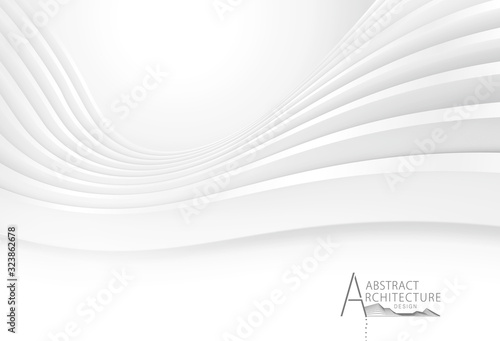 3D illustration architecture construction perspective design, White modern geometric perspective abstract background.