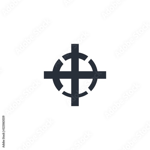 The shifted center. Make adjustments to goals, objectives. Vector linear icon on a white background.