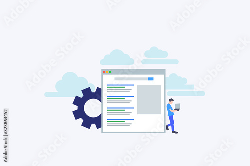 Search engine ranking - Search engine analytics illustration concept for web landing page template, banner, flyer and presentation
