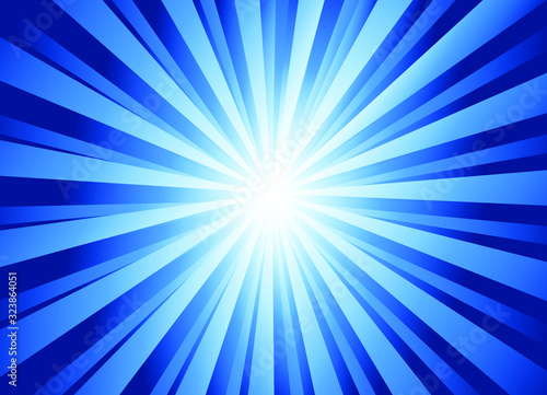 Sparkling blue rays in a straight line from the center - beautifully distributed, backgrounds, abstract - vector
