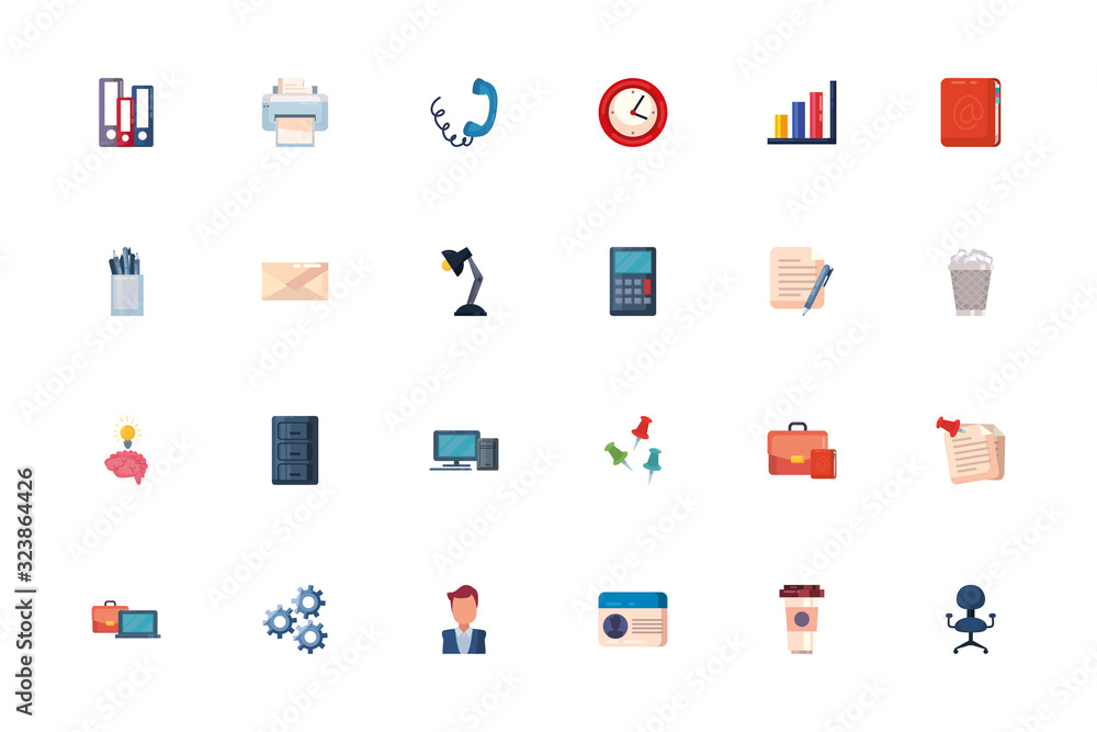 Office and business fill style icon set vector design Office and business fill style icon set vector design