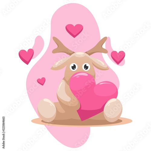 cute deer with love cartoon vector