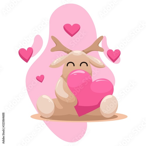 cute deer with love cartoon vector