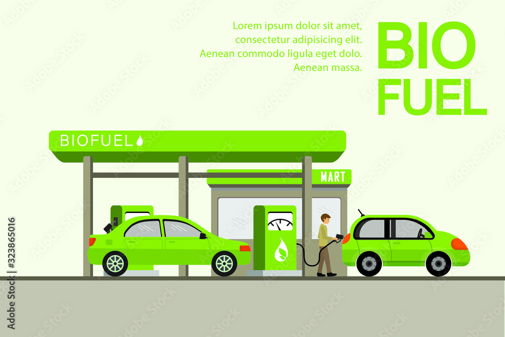 Obraz premium Biofuel petrol refill station. Green energy. Alternative power.