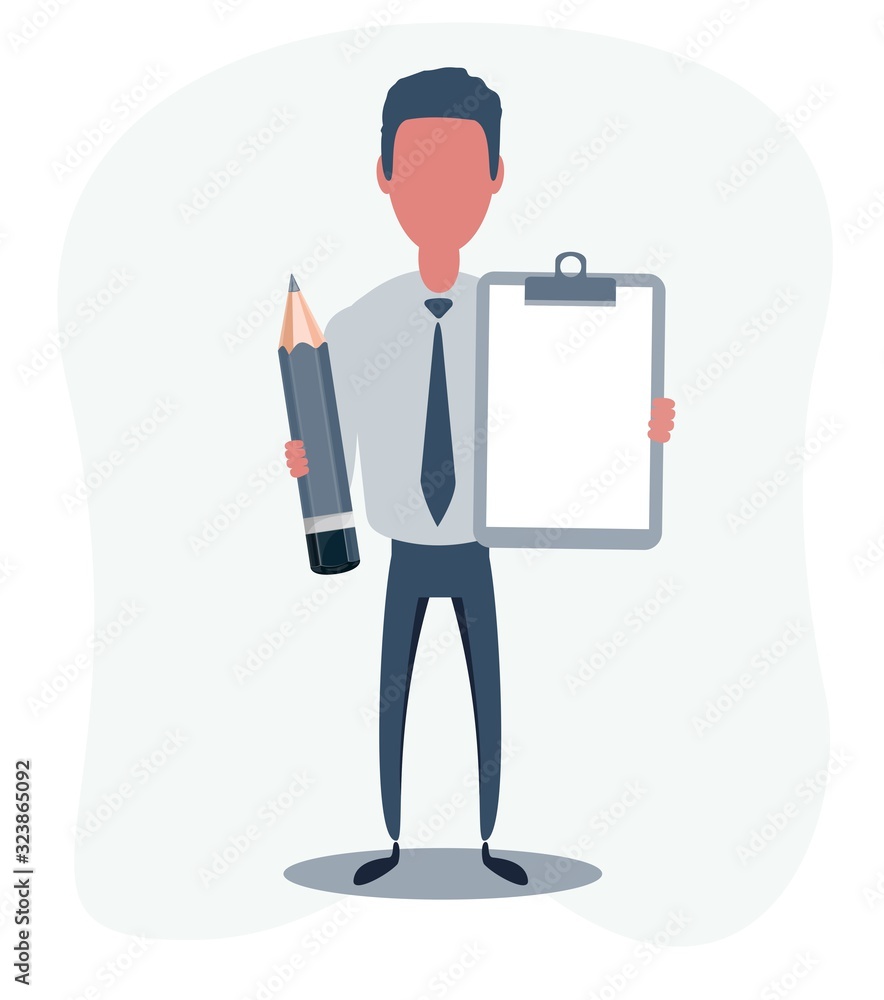 Businessman or clerk. Male character in trendy simple style, flat vector illustration. Business concept.