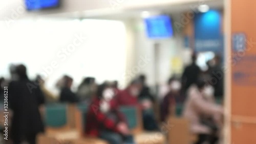 Wallpaper Mural 病院の待合室  ぼかし背景素材 4K  Blurred shot of people, patients in the waiting room at hospital Torontodigital.ca