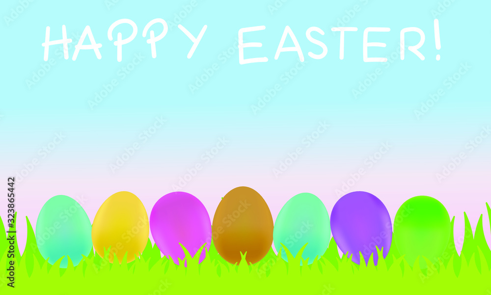 Easter bunnies and easter eggs with natural background.