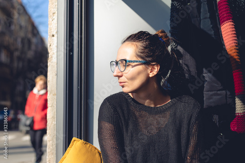 Woman relaxing on sun