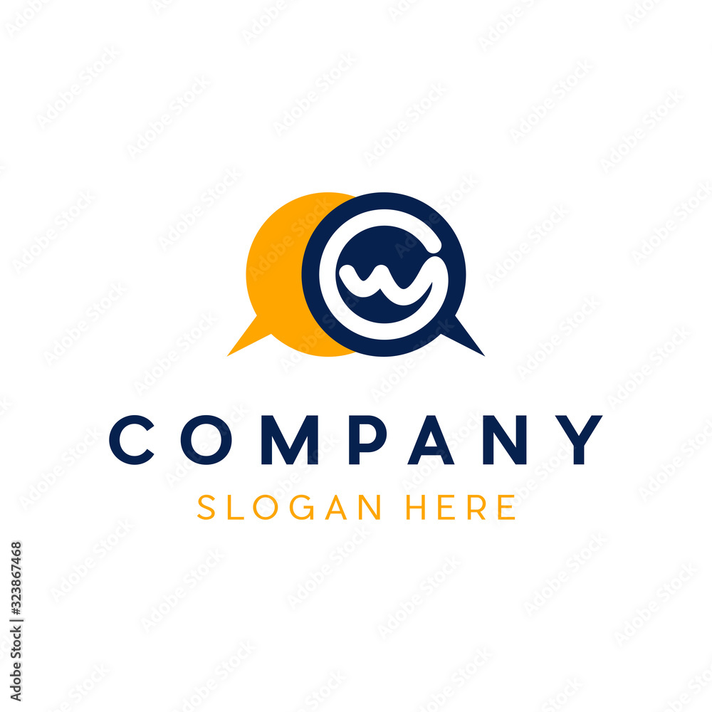 Obraz premium Letter W Speech Modern Technology Abstract Creative Icon Logo Design Template Element Vector