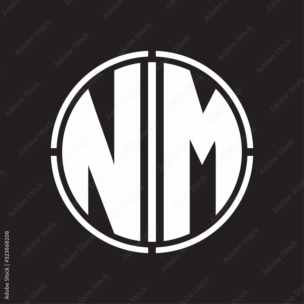 NM Logo initial with circle line cut design template NM Logo initial with circle line cut design template