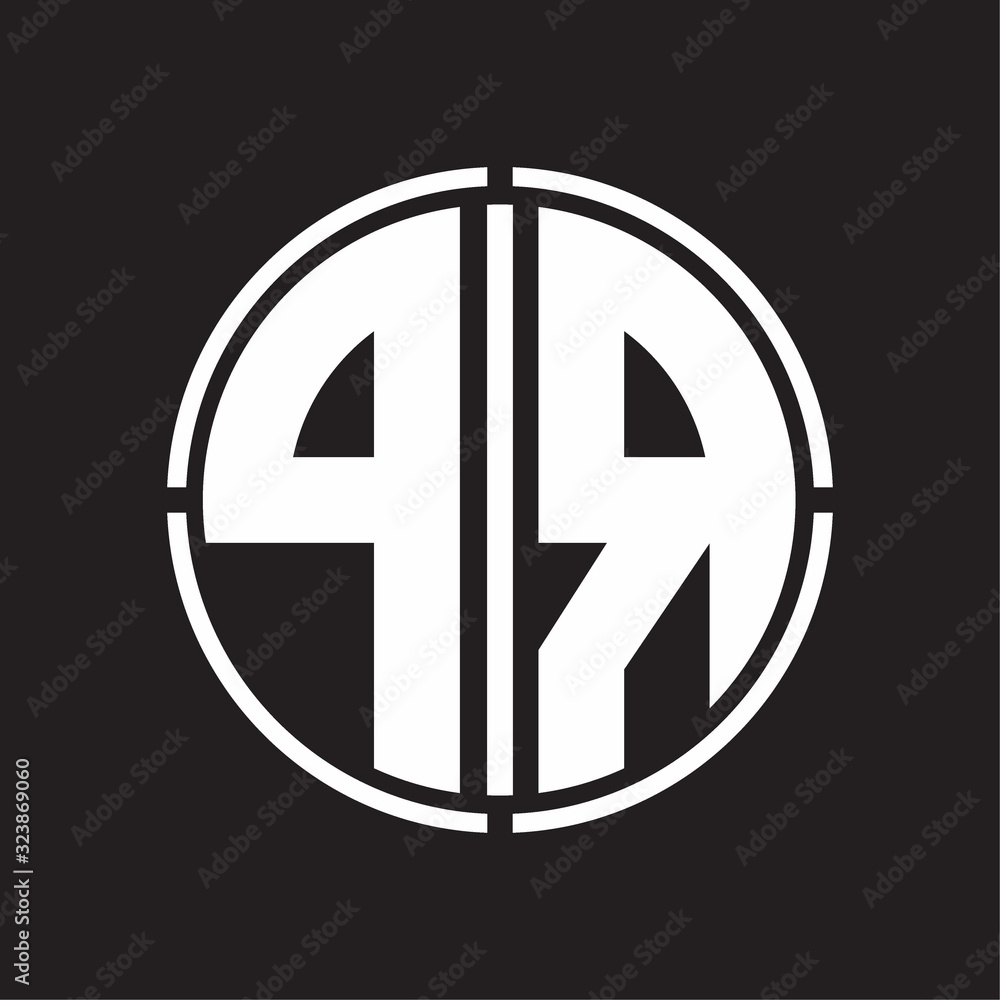 PR Logo initial with circle line cut design template PR Logo initial with circle line cut design template