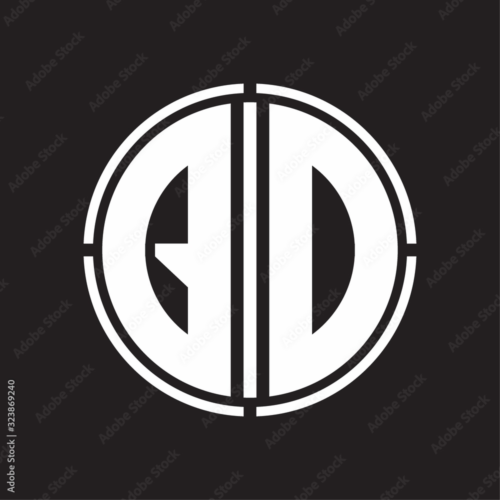 QD Logo initial with circle line cut design template QD Logo initial with circle line cut design template