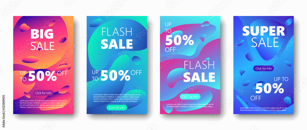 Sale banner set dynamic fluid liquid shape. Up to 50% discount Super Sale Banner Template. Web Design Mobile Template Sale Banner Fluid Shape Sale banner set dynamic fluid liquid shape. Up to 50% discount Super Sale Banner Template. Web Design Mobile Template Sale Banner Fluid Shape