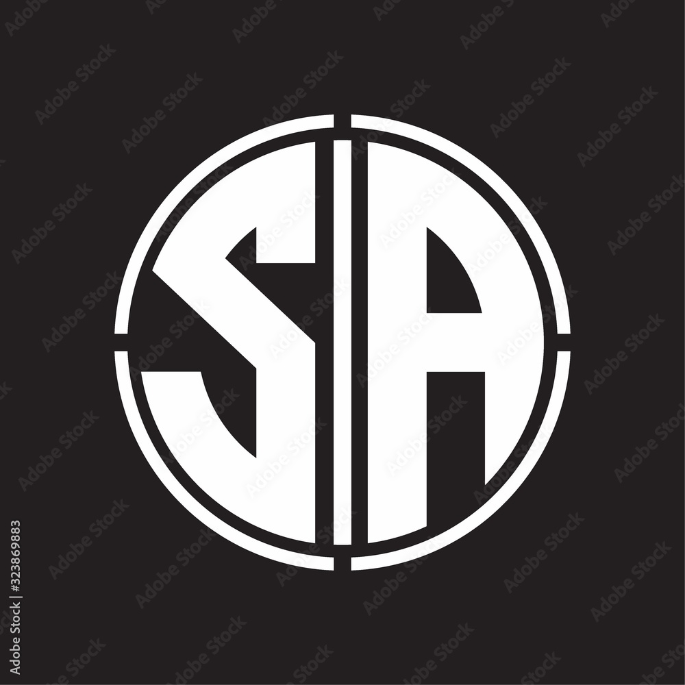 SA Logo initial with circle line cut design template SA Logo initial with circle line cut design template
