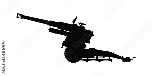 Modern cannon silhouette vector on white