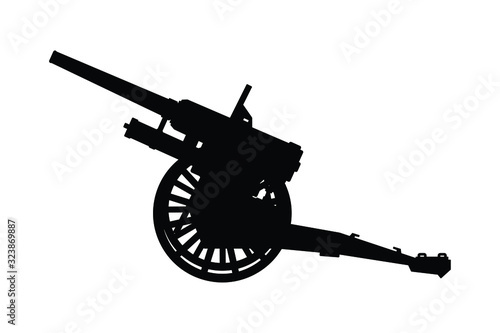 Ancient cannon silhouette vector on white