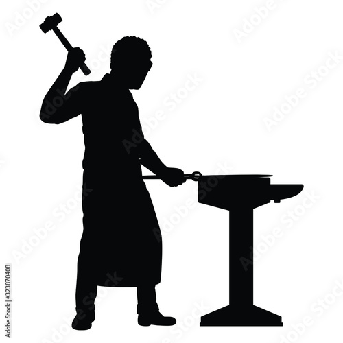 Blacksmith silhouette vector,worker in workshop