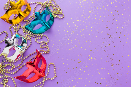 Colorful carnival masks with glitter