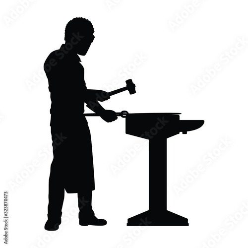 Blacksmith silhouette vector,worker in workshop