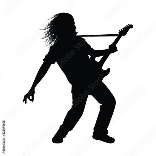 Guitar rock player silhouette vector