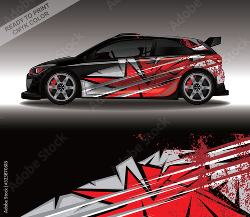 Car wrap decal design vector, custom livery race rally car vehicle sticker and tinting.