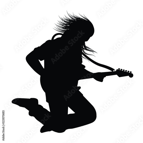 Guitar rock player silhouette vector