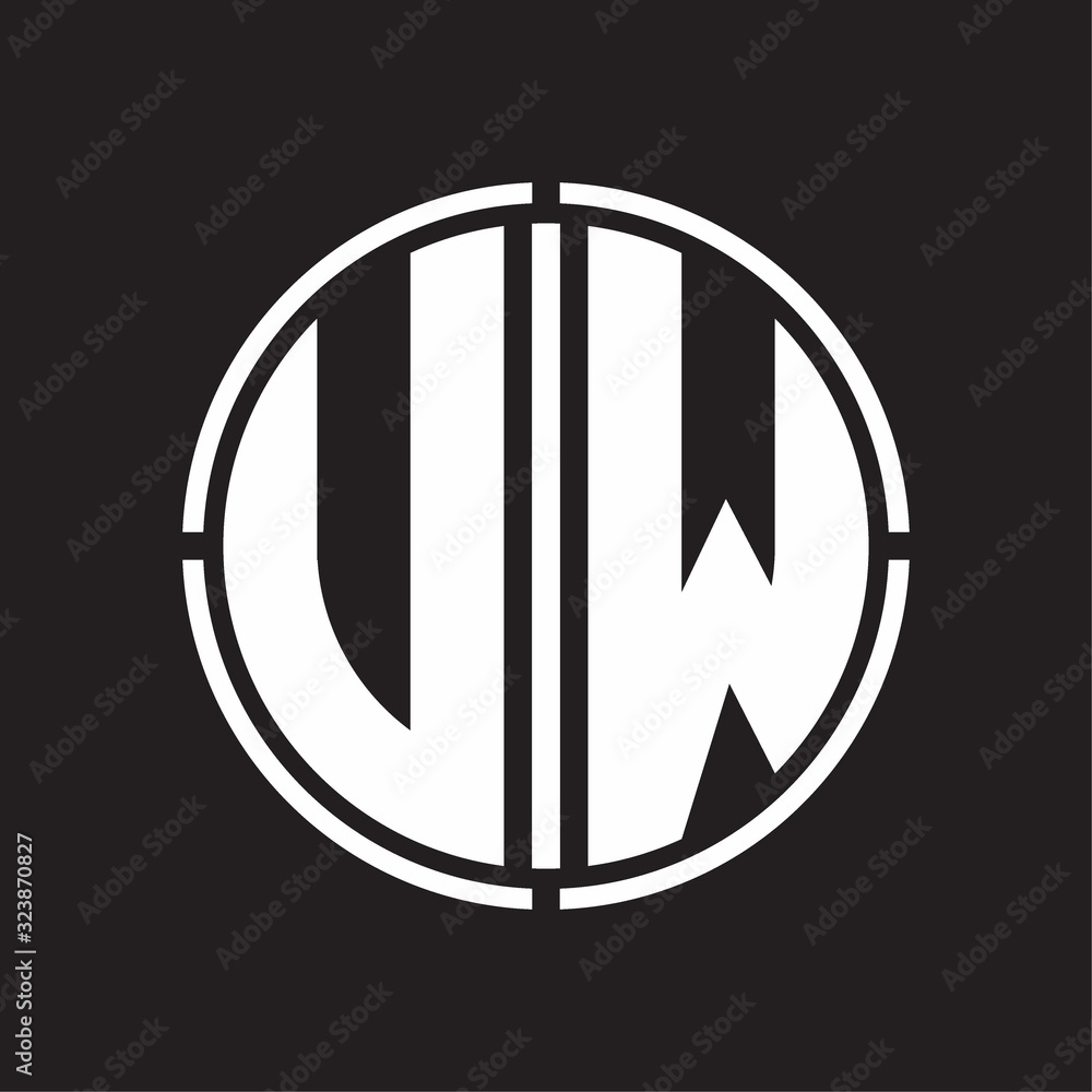 UW Logo initial with circle line cut design template UW Logo initial with circle line cut design template