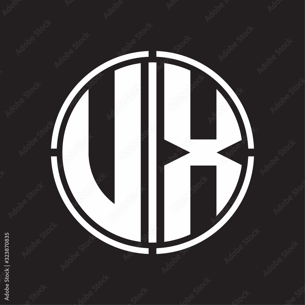 UX Logo initial with circle line cut design template UX Logo initial with circle line cut design template