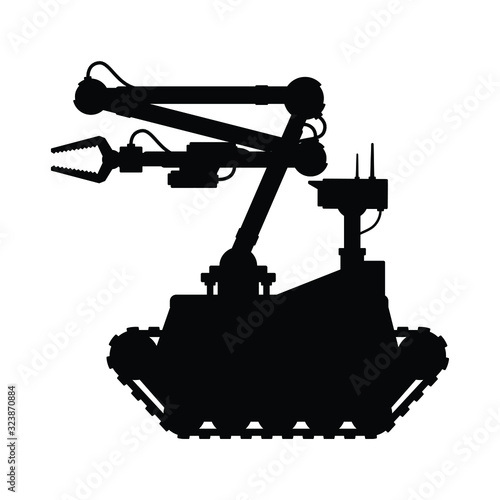 EOD robot silhouette vector on white