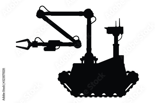 EOD robot silhouette vector on white