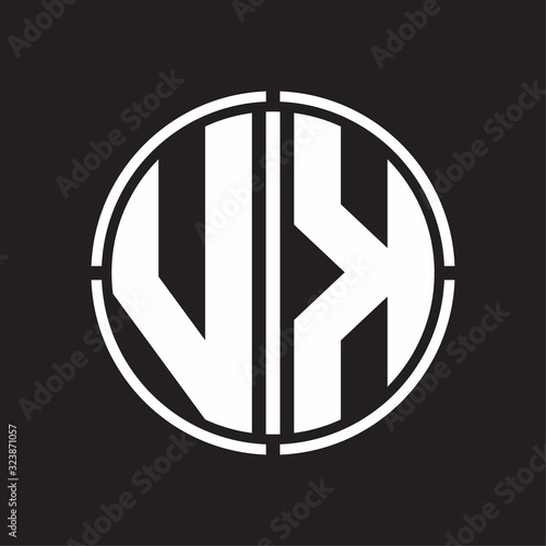 VK Logo initial with circle line cut design template