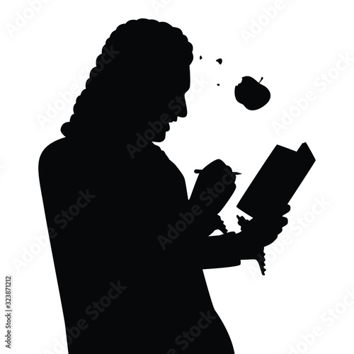 Scientist with apple silhouette vector