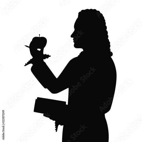 Scientist with apple silhouette vector