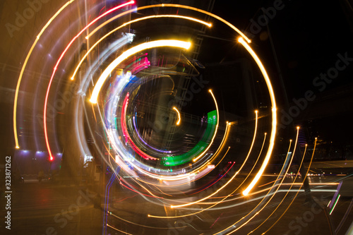 Light tunnel captured by camera movement