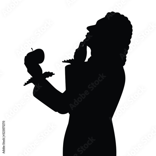 Scientist with apple silhouette vector