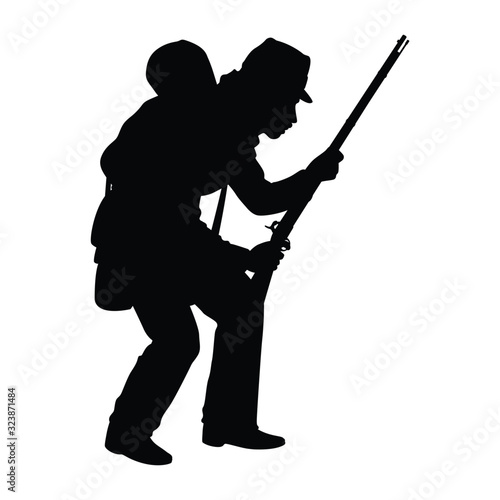 Billede på lærred Civil war soldier troop silhouette vector