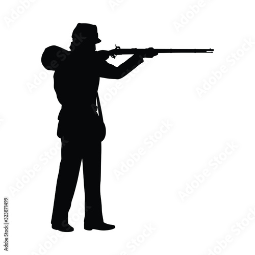 Fototapeta Civil war soldier troop silhouette vector