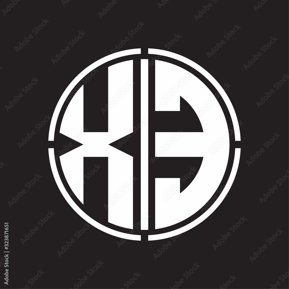 XE Logo initial with circle line cut design template XE Logo initial with circle line cut design template