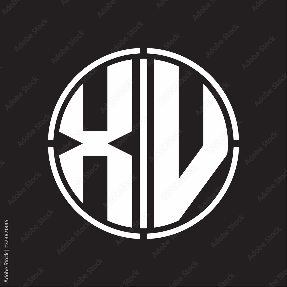 XV Logo initial with circle line cut design template XV Logo initial with circle line cut design template