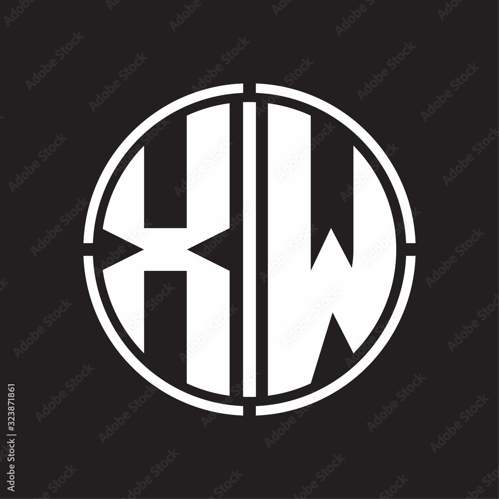 XW Logo initial with circle line cut design template XW Logo initial with circle line cut design template